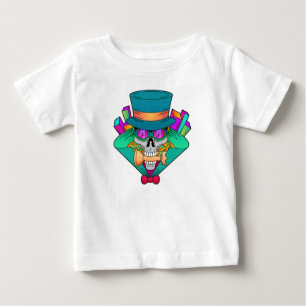 Skull at Chess with Chess piece Rook Baby T-Shirt