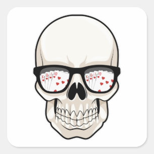 Skull at Poker with Sunglasses Square Sticker
