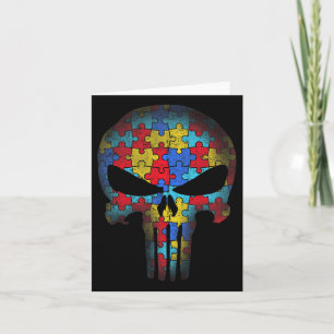 Skull Autism Awareness Tee Mom Dad Kids Autism Card