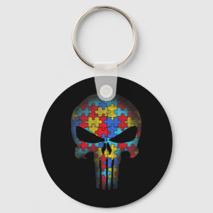 Skull Autism Awareness Tee Mom Dad Kids Autism Keychain