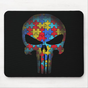 Skull Autism Awareness Tee Mom Dad Kids Autism Mouse Pad