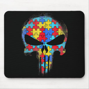 Skull Autism Awareness Tee Mom Dad Kids Autism Mouse Pad