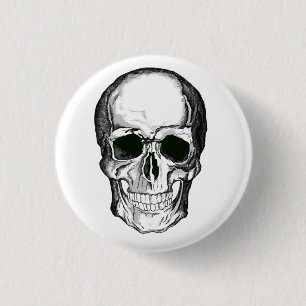 Skull badge 1 inch round button