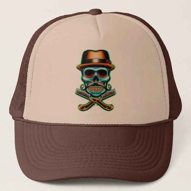 Skull Barber Trucker Hat (Front)