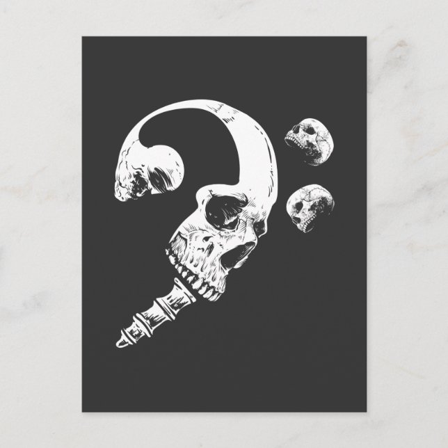 Skull Bass Clef Bass Player Musican Skeleton Music Postcard (Front)