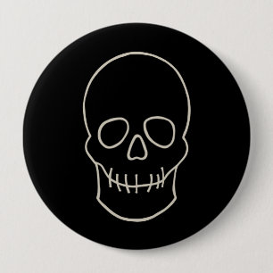 Skull - Bat Black and Bone White 4 Inch Round Button