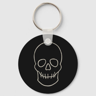 Skull - Bat Black and Bone White Keychain