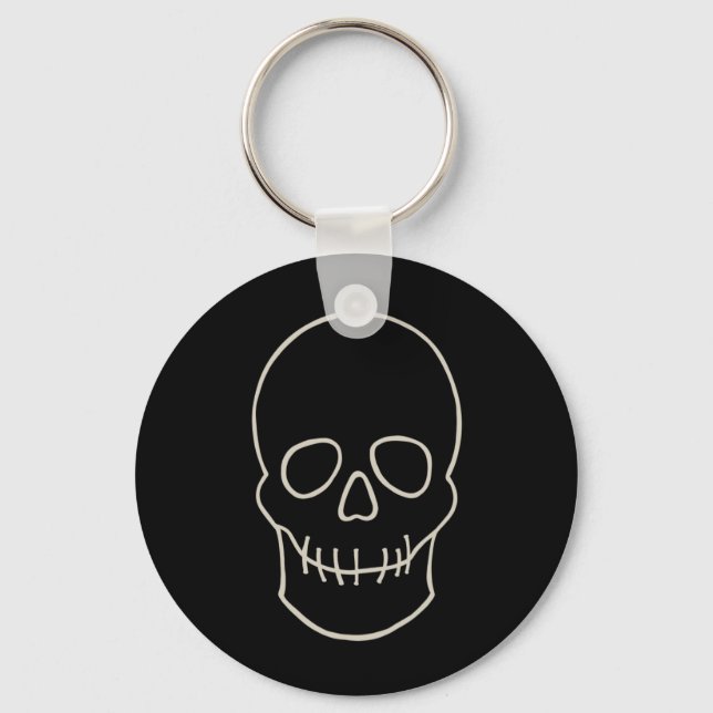 Skull - Bat Black and Bone White Keychain (Front)
