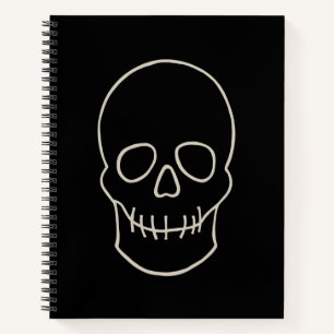 Skull - Bat Black and Bone White Notebook