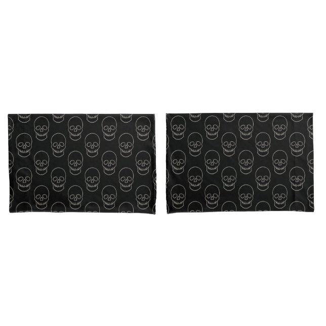 Skull - Bat Black and Bone White Pillowcase (Front-Set)
