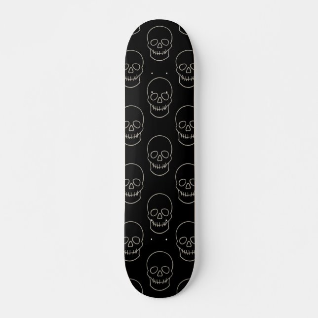 Skull - Bat Black and Bone White Skateboard (Front)