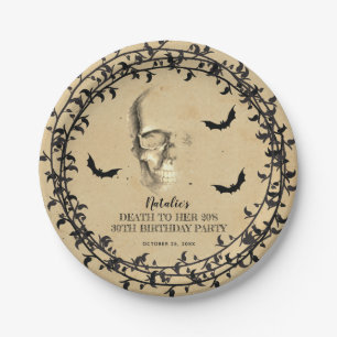 Skull Bats Death to Her 20s Birthday Party Paper Plate