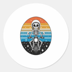 Skull Biker Flame Winged Motorcycle Classic Round Sticker