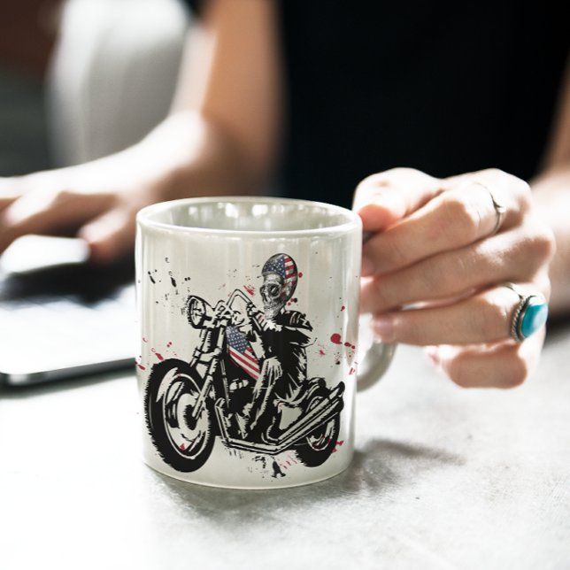 Skull Biker with American Flag Helmet Coffee Mug (Creator Uploaded)