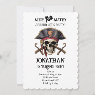 Skull Birthday Party Pirate Invitation