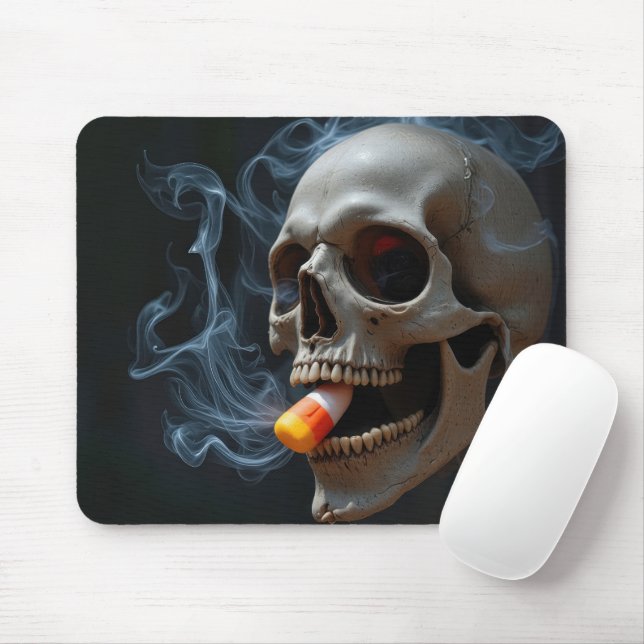 Skull Biting Candy Corn Mouse Pad (With Mouse)