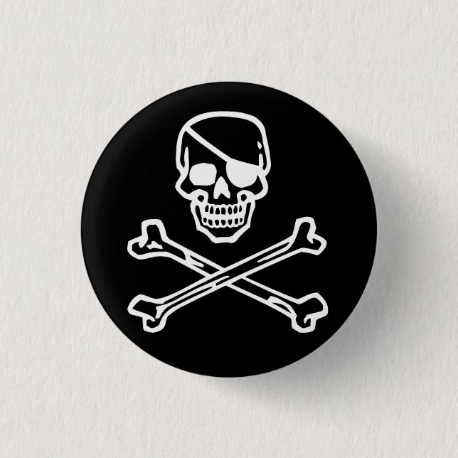 Skull (black) 1 inch round button (Front)