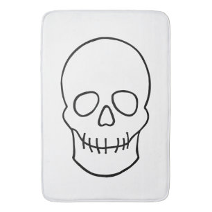 Skull - Black and White Bath Mat