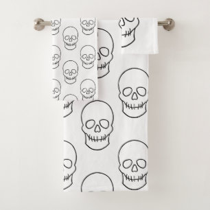 Skull - Black and White Bath Towel Set