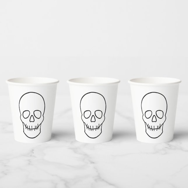 Skull - Black and White Paper Cups (Multi)