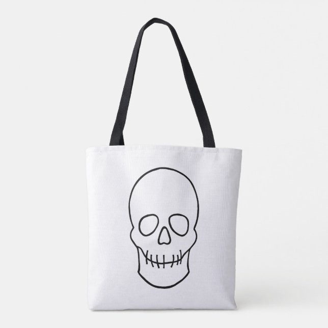 Skull - Black and White Tote Bag (Back)