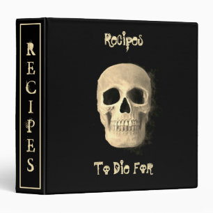 Skull Black Beige Gothic Recipes Binder