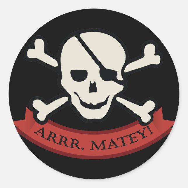 Skull - Black Classic Round Sticker, Glossy Classic Round Sticker (Front)