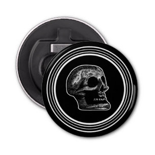 Skull Black N White Bottle Opener