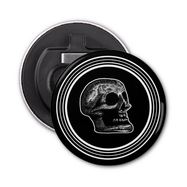 Skull Black N White Bottle Opener (Front)