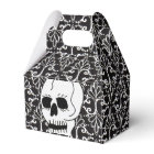 Skull Black White Damask Scrolls
