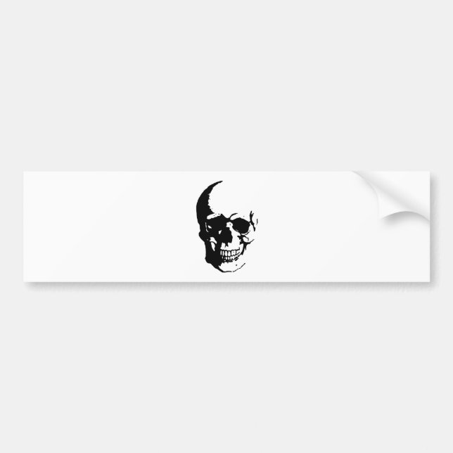Skull - Black & White Metal Fantasy Art Bumper Sticker (Front)