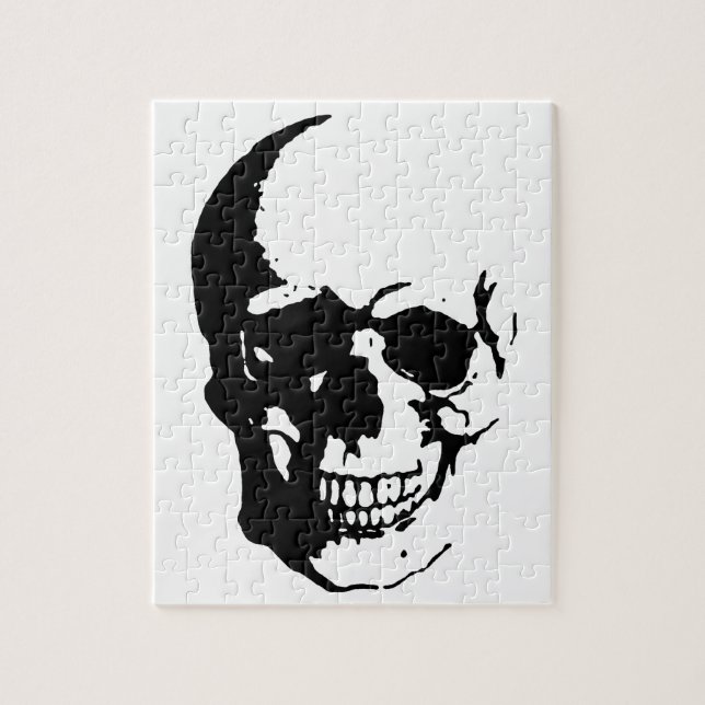 Skull - Black & White Metal Fantasy Art Jigsaw Puzzle (Vertical)
