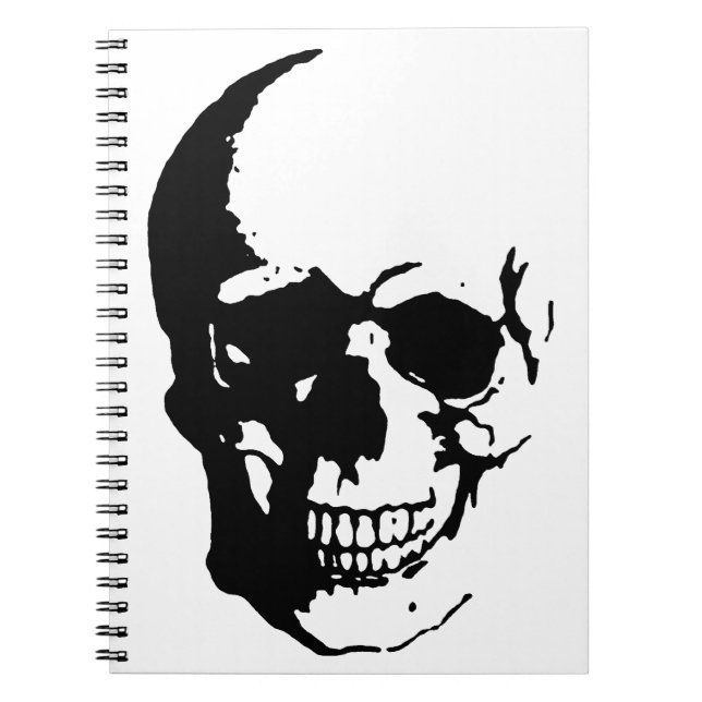 Skull - Black & White Metal Fantasy Art Notebook (Front)
