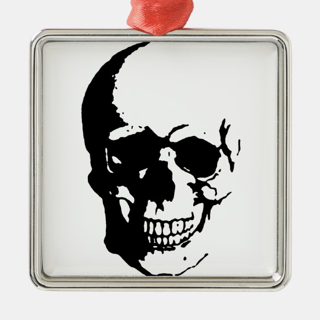 Skull - Black & White Metal Fantasy Art Ornament (Front)