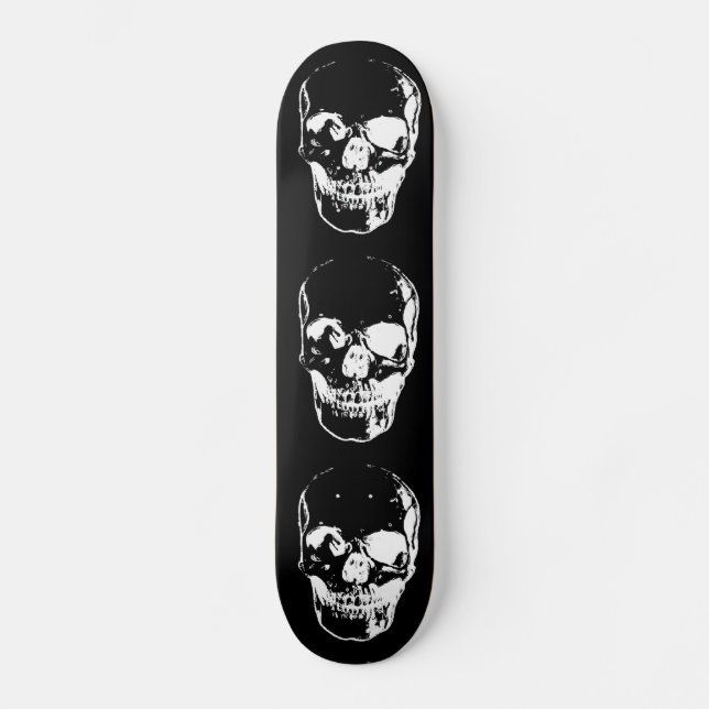 Skull - Black & White Skateboard (Front)