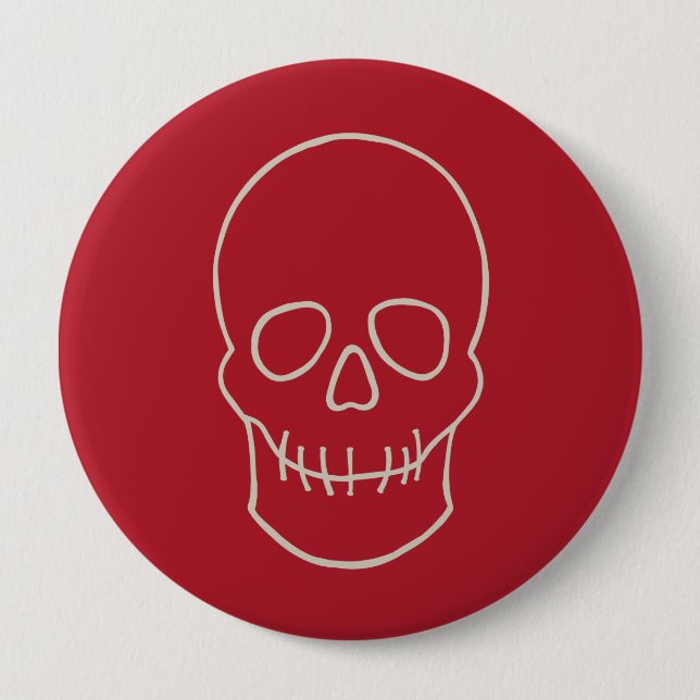 Skull - Blood Red and Bone White 4 Inch Round Button (Front)