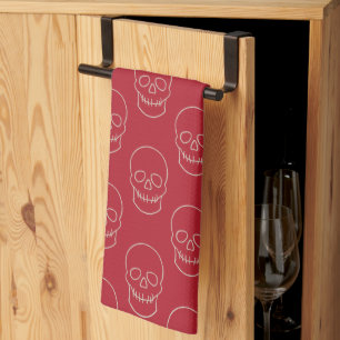 Skull - Blood Red and Bone White Kitchen Towel