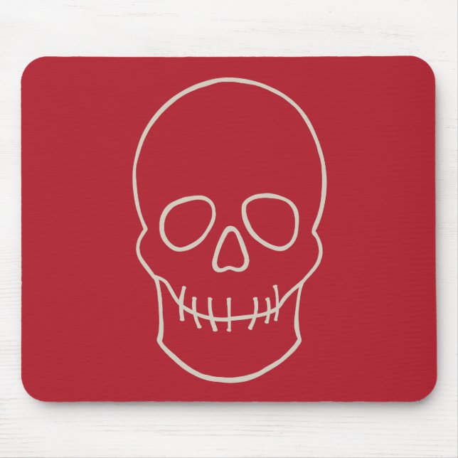 Skull - Blood Red and Bone White Mouse Pad (Front)