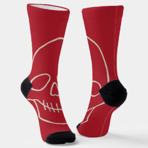 Skull - Blood Red and Bone White Socks