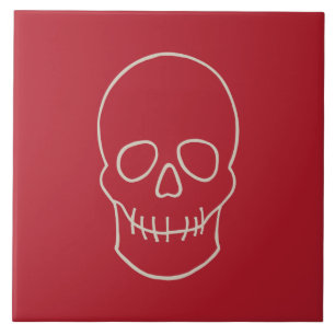 Skull - Blood Red and Bone White Tile
