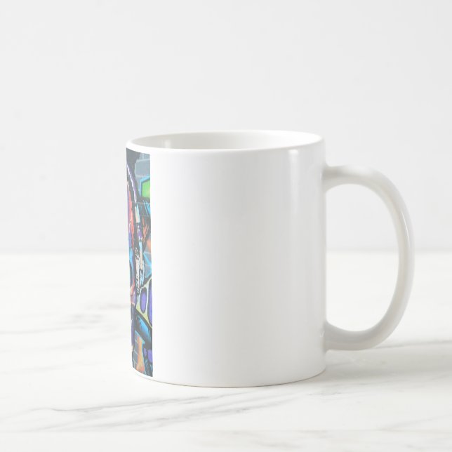 Skull, blue music Graffiti street art, urban goth Coffee Mug (Right)