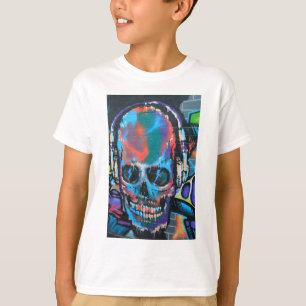Skull, blue music Graffiti street art, urban goth T-Shirt