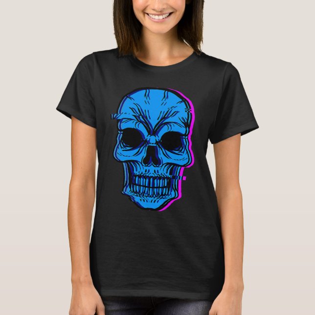 Skull Blue Skeleton Bones Party Perfect  Idea T-Shirt (Front)