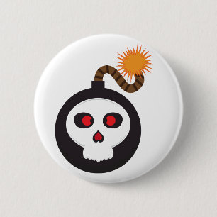 skull bomb cartoon 2 inch round button