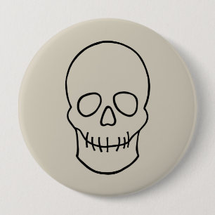 Skull - Bone White and Bat Black 4 Inch Round Button