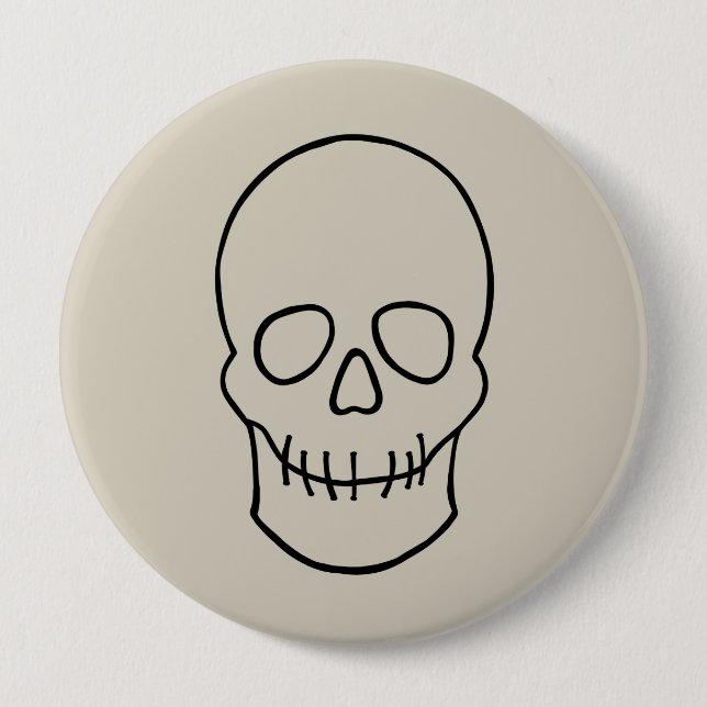 Skull - Bone White and Bat Black 4 Inch Round Button (Front)