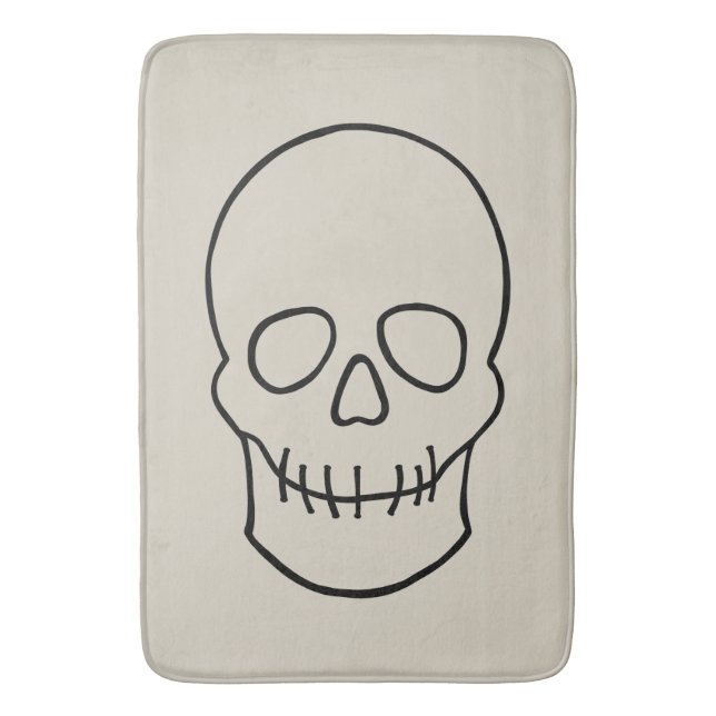 Skull - Bone White and Bat Black Bath Mat (Front Vertical)