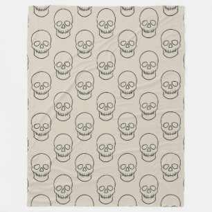 Skull - Bone White and Bat Black Fleece Blanket