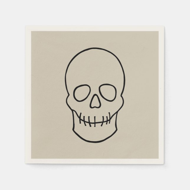 Skull - Bone White and Bat Black Napkin (Front)