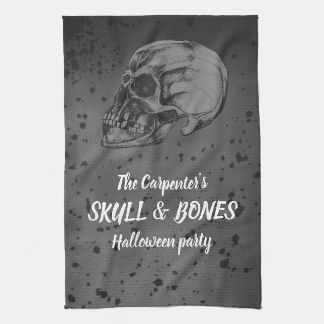 Skull & Bones Halloween Kitchen Towel (Vertical)